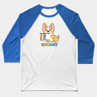 Corgi Corgay Pride Flag Pun Baseball T-Shirt